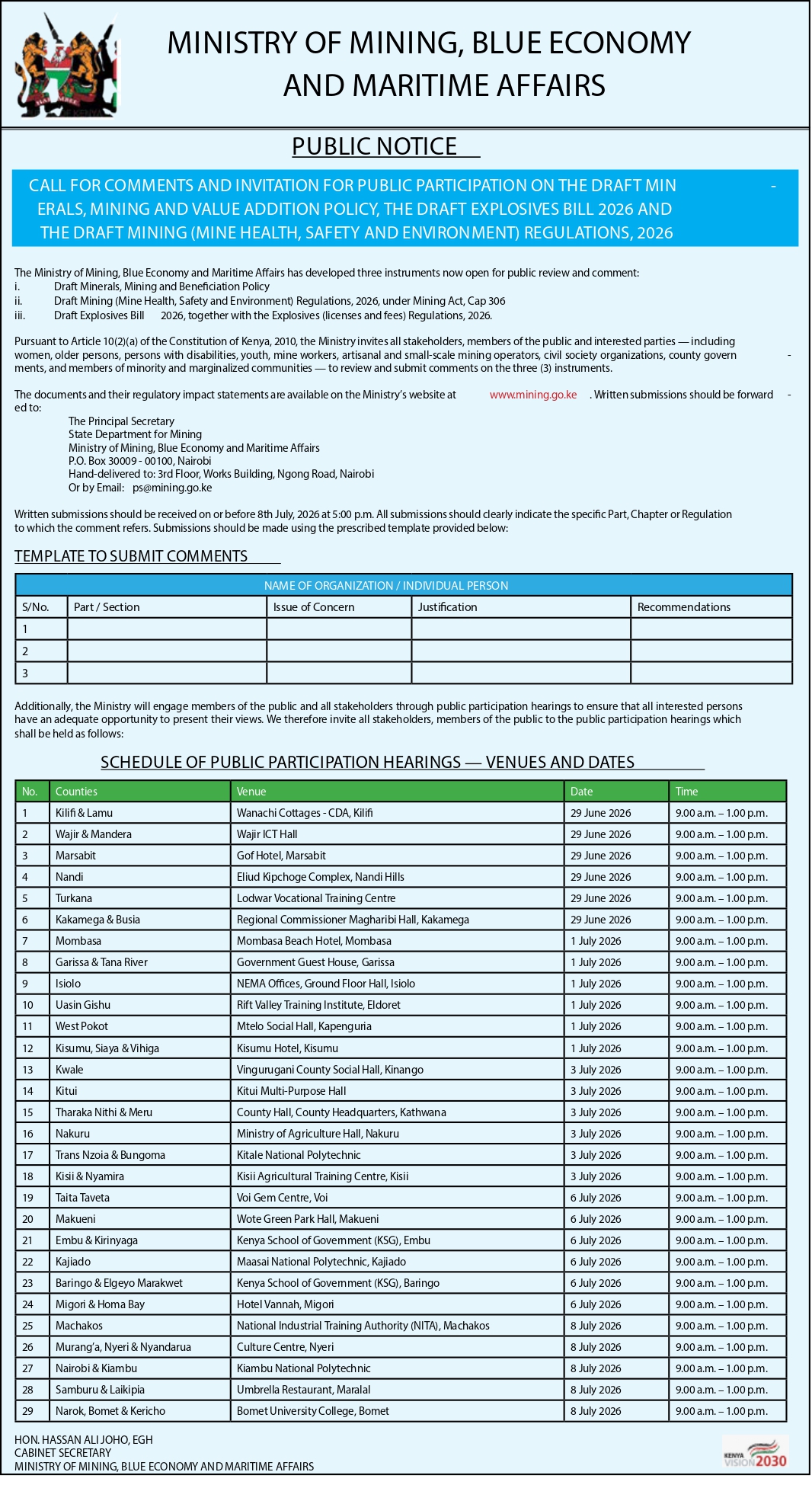  Invitation for Public Participation